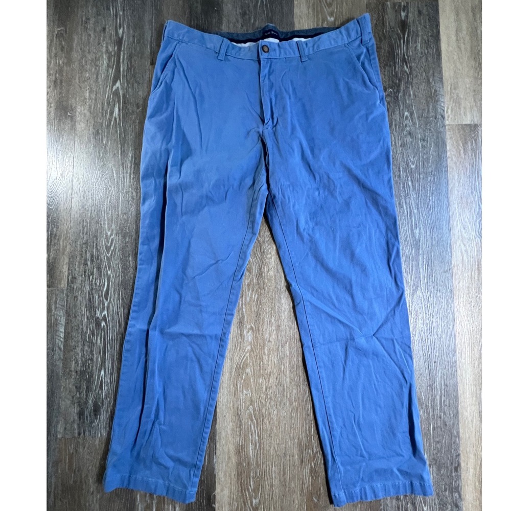Nautica Chino Pants Mens 40x34 Blue Flex Classic Fit Flat Front Trousers